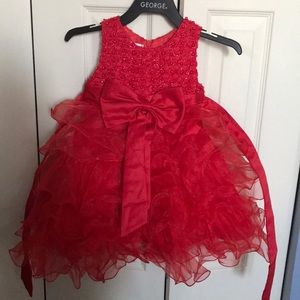 Infants red dress ruffles